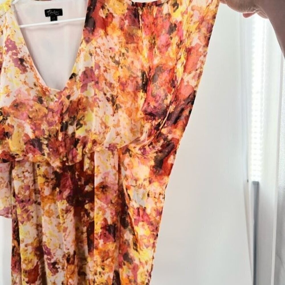 Thalia Sodi floral dress size L kaftan orange - Picture 6 of 8